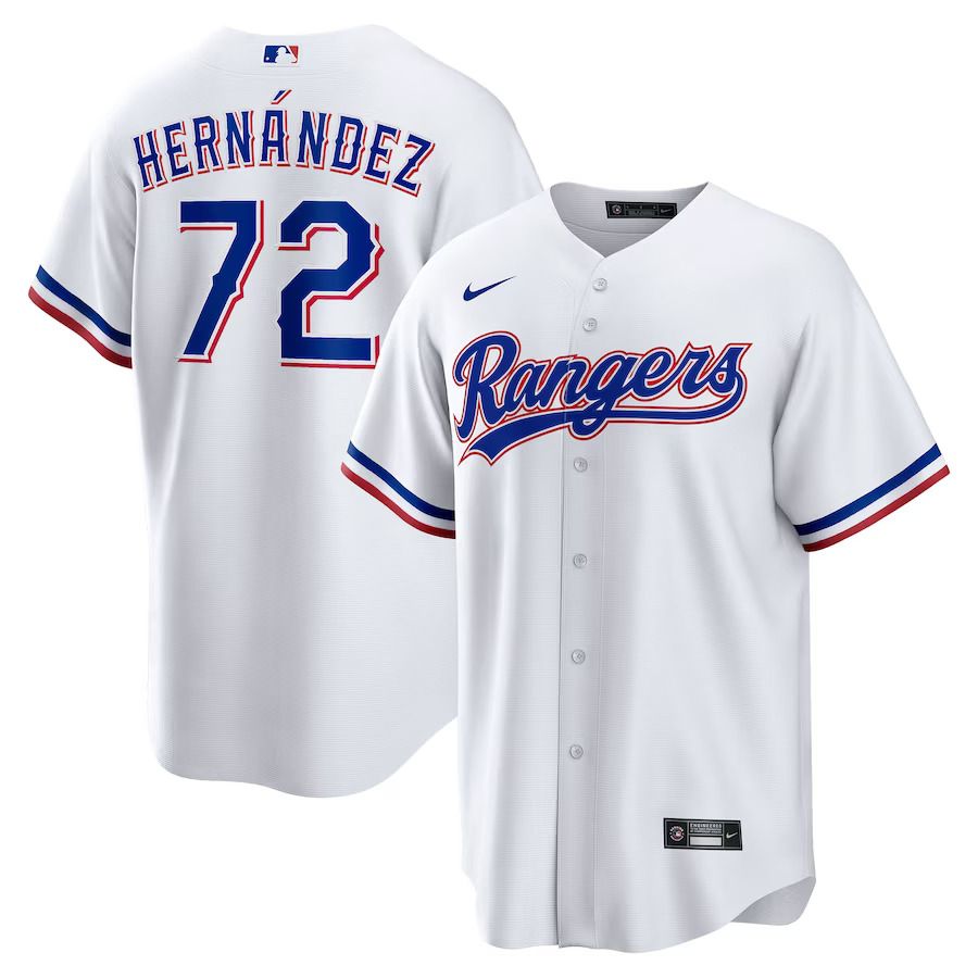 Men Texas Rangers 72 Jonathan Hernandez Nike White Home Replica Player MLB Jersey